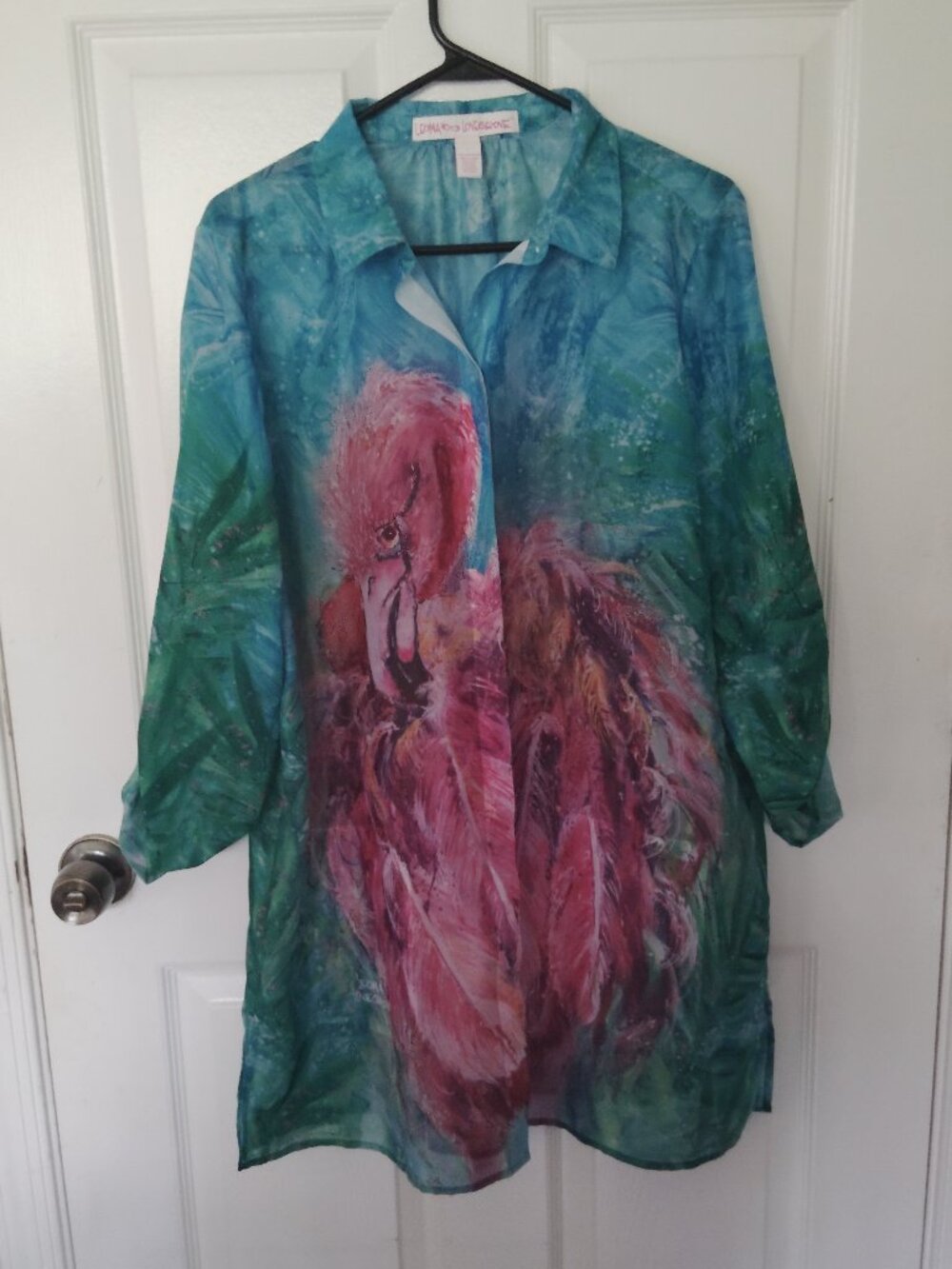 Leoma Lovegrove Beach Cruisewear Duster Cover-up Sz L Bird Pockets